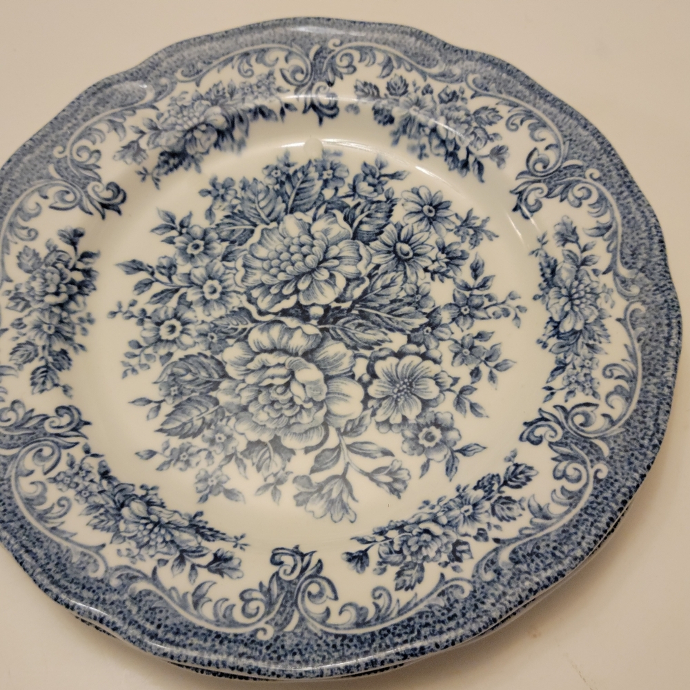 Vintage Avondale Ironstone Floral Blue and White Plate